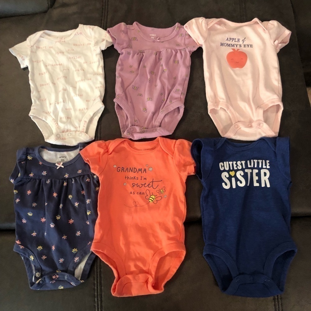 6 Carters Onesies Size 3 Months
